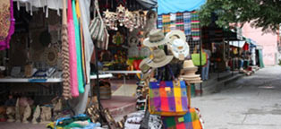 outdoor market with souvenirs
